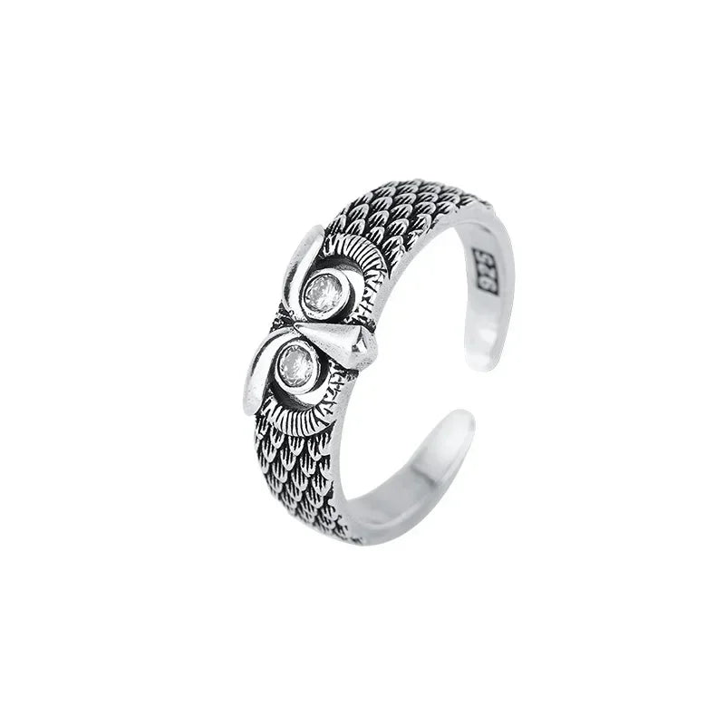 SILVER OWL RING